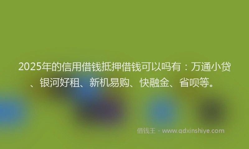 2025年的信用借钱抵押借钱可以吗有：万通小贷、银河好租、新机易购、快融金、省呗等。