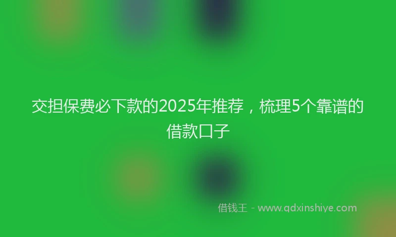 交担保费必下款的2025年推荐，梳理5个靠谱的借款口子