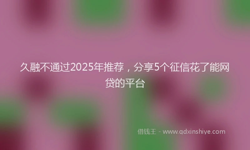 久融不通过2025年推荐，分享5个征信花了能网贷的平台