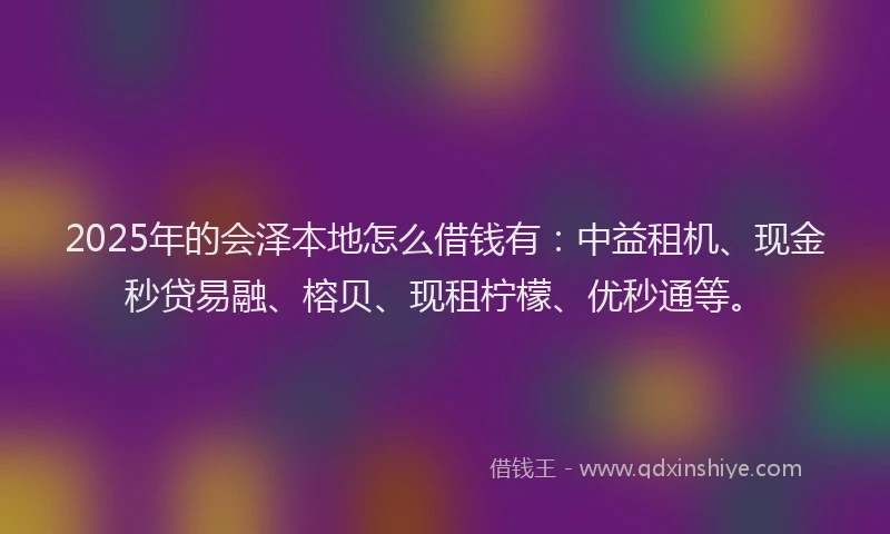2025年的会泽本地怎么借钱有：中益租机、现金秒贷易融、榕贝、现租柠檬、优秒通等。