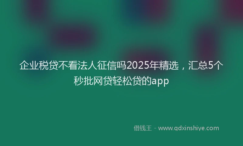 企业税贷不看法人征信吗2025年精选，汇总5个秒批网贷轻松贷的app