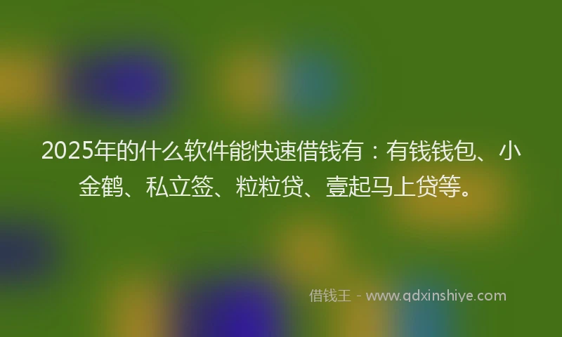 2025年的什么软件能快速借钱有：有钱钱包、小金鹤、私立签、粒粒贷、壹起马上贷等。