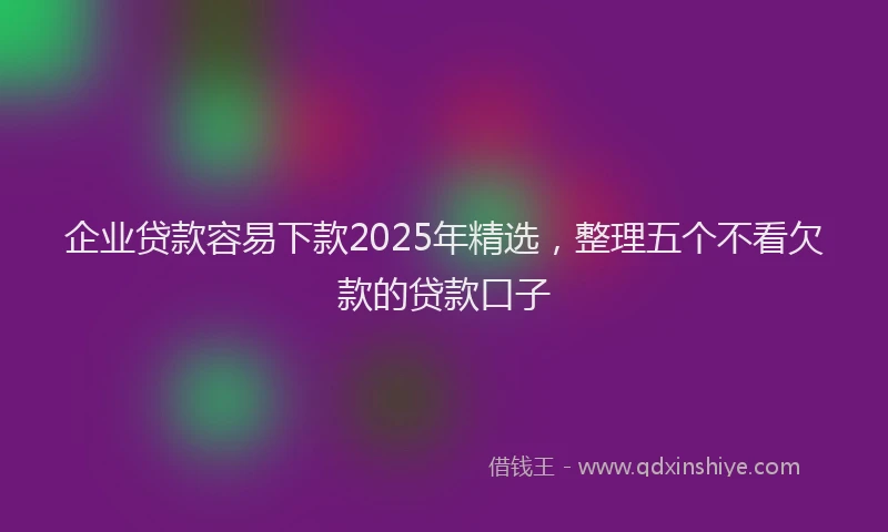 企业贷款容易下款2025年精选,整理五个不看欠款的贷款口子