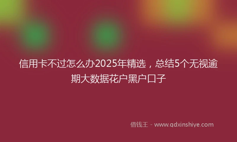 信用卡不过怎么办2025年精选，总结5个无视逾期大数据花户黑户口子