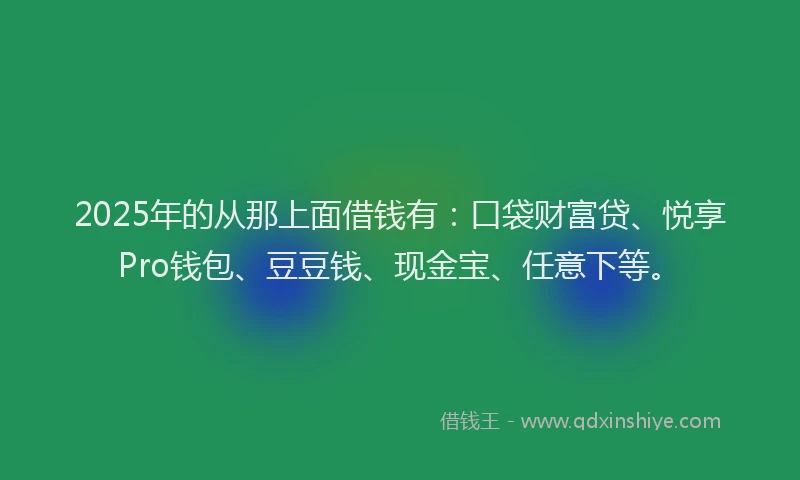 2025年的从那上面借钱有：口袋财富贷、悦享Pro钱包、豆豆钱、现金宝、任意下等。