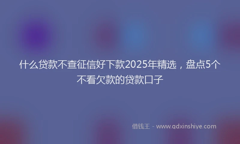 什么贷款不查征信好下款2025年精选，盘点5个不看欠款的贷款口子