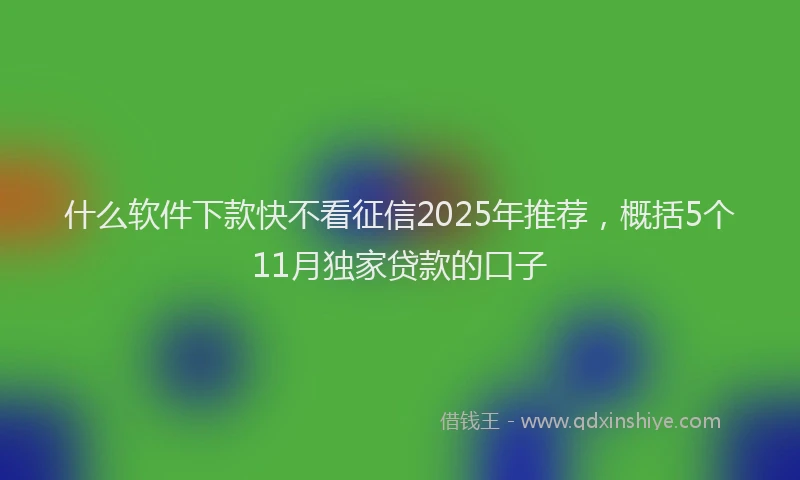 什么软件下款快不看征信2025年推荐，概括5个11月独家贷款的口子