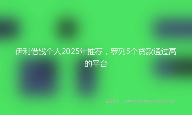 伊利借钱个人2025年推荐，罗列5个贷款通过高的平台