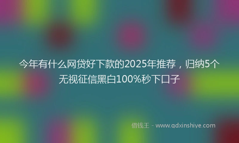 今年有什么网贷好下款的2025年推荐，归纳5个无视征信黑白100%秒下口子