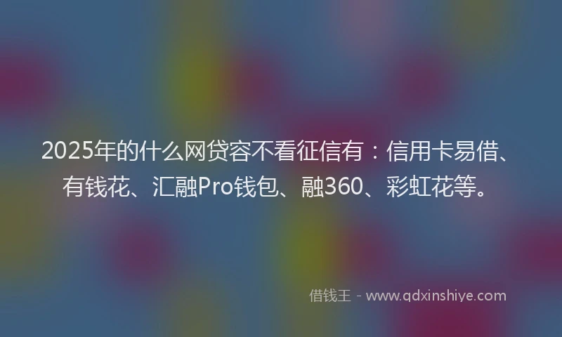 2025年的什么网贷容不看征信有：信用卡易借、有钱花、汇融Pro钱包、融360、彩虹花等。