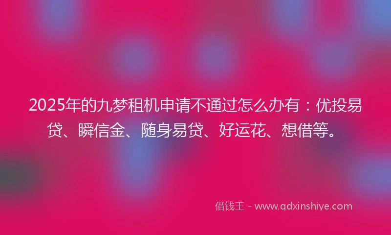 2025年的九梦租机申请不通过怎么办有：优投易贷、瞬信金、随身易贷、好运花、想借等。