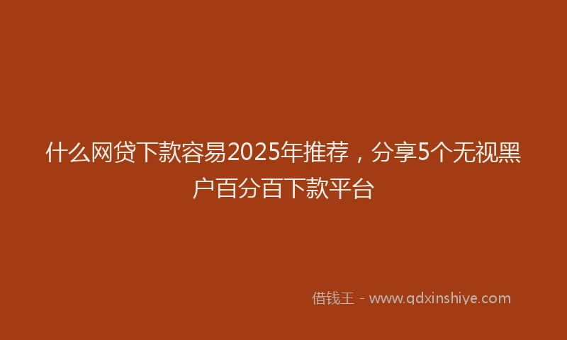 什么网贷下款容易2025年推荐，分享5个无视黑户百分百下款平台