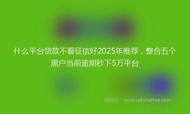 什么平台贷款不看征信好2025年推荐，整合五个黑户当前逾期秒下5万平台
