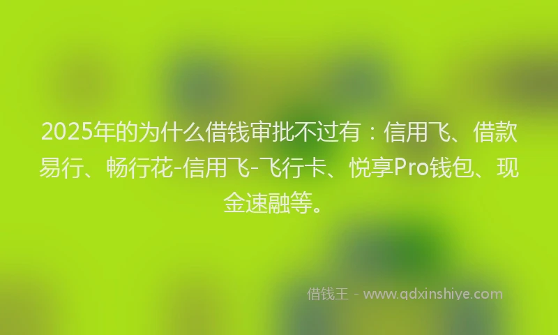2025年的为什么借钱审批不过有：信用飞、借款易行、畅行花-信用飞-飞行卡、悦享Pro钱包、现金速融等。