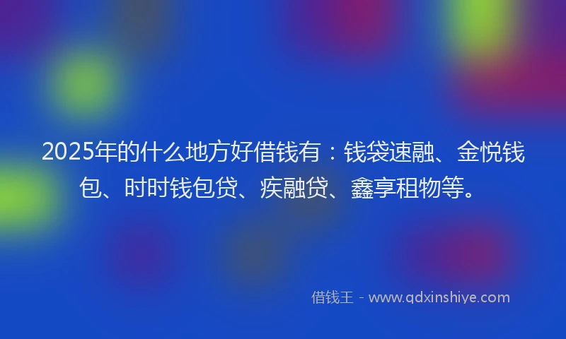 2025年的什么地方好借钱有：钱袋速融、金悦钱包、时时钱包贷、疾融贷、鑫享租物等。