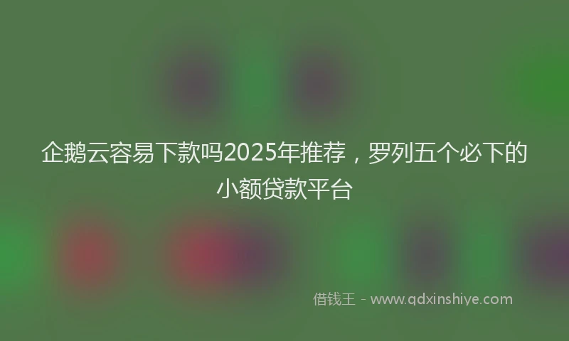 企鹅云容易下款吗2025年推荐，罗列五个必下的小额贷款平台