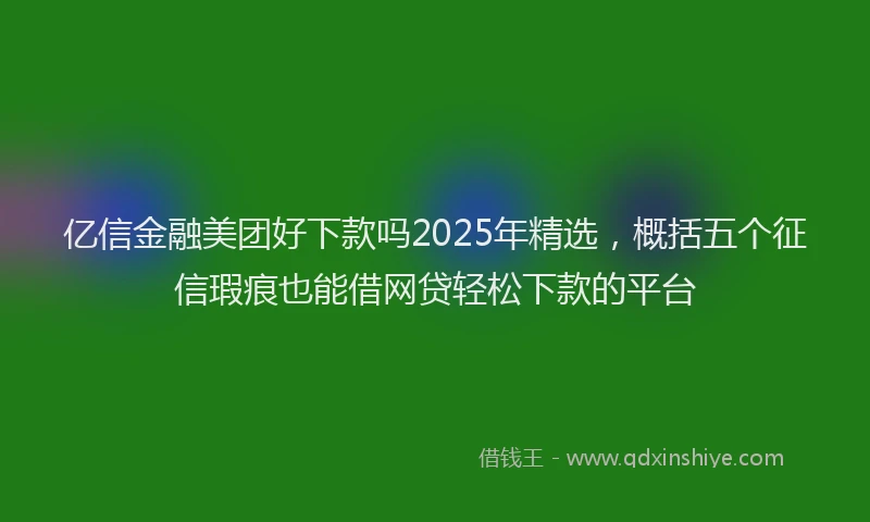 亿信金融美团好下款吗2025年精选,概括五个征信瑕疵也能借网贷轻松下款的平台