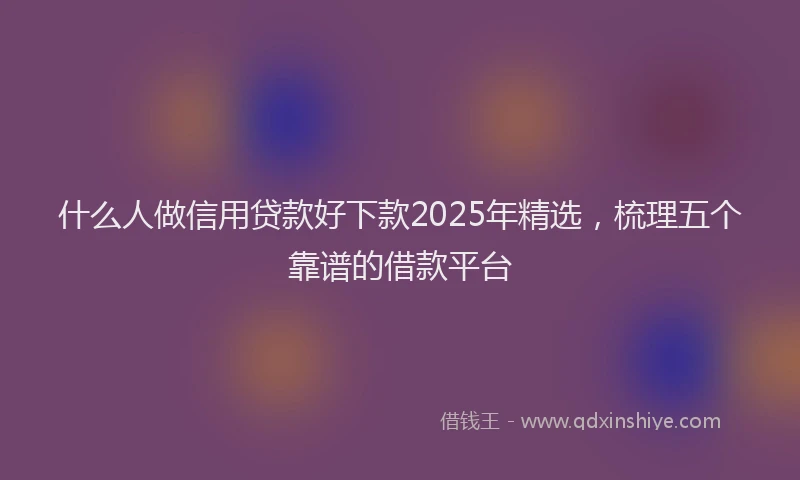 什么人做信用贷款好下款2025年精选，梳理五个靠谱的借款平台