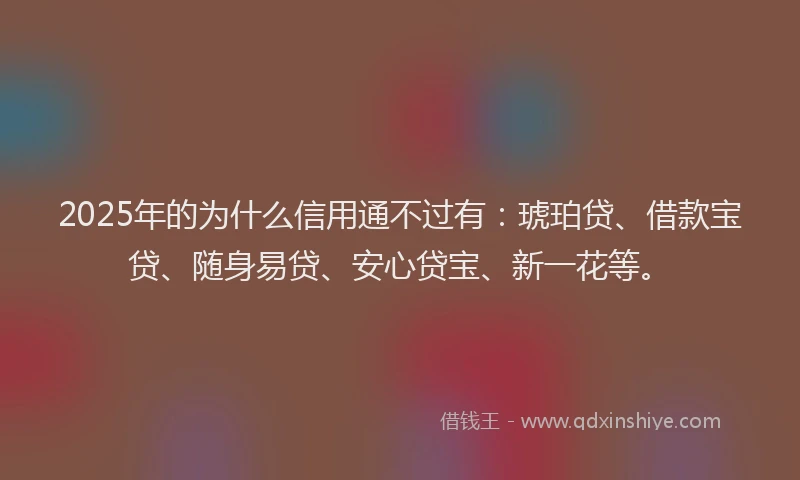 2025年的为什么信用通不过有：琥珀贷、借款宝贷、随身易贷、安心贷宝、新一花等。