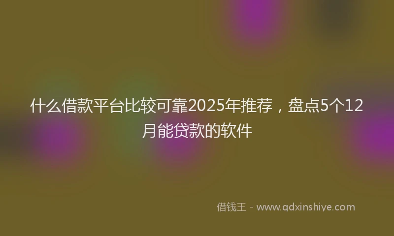 什么借款平台比较可靠2025年推荐，盘点5个12月能贷款的软件