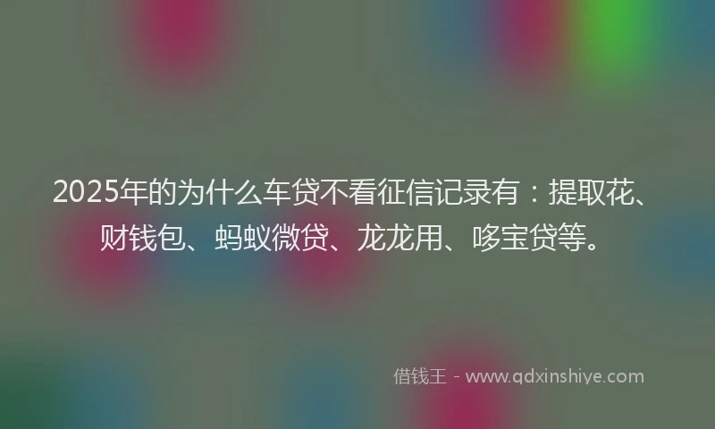 2025年的为什么车贷不看征信记录有：提取花、财钱包、蚂蚁微贷、龙龙用、哆宝贷等。