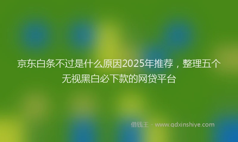 京东白条不过是什么原因2025年推荐，整理五个无视黑白必下款的网贷平台