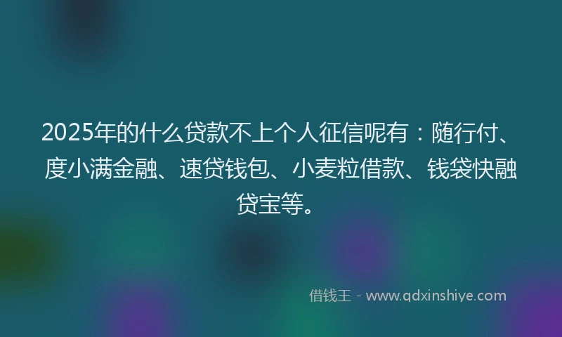 2025年的什么贷款不上个人征信呢有：随行付、度小满金融、速贷钱包、小麦粒借款、钱袋快融贷宝等。