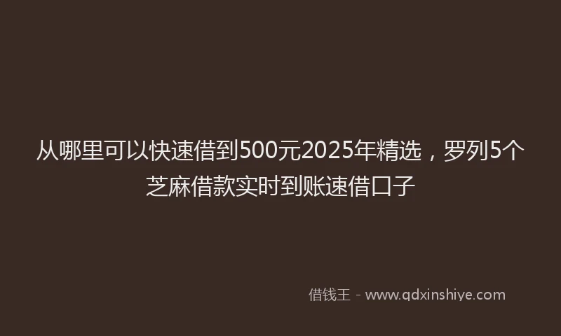 从哪里可以快速借到500元2025年精选，罗列5个芝麻借款实时到账速借口子
