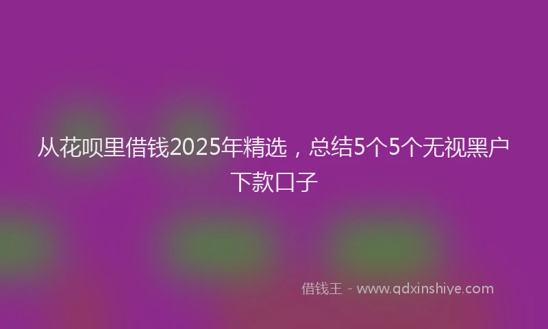 从花呗里借钱2025年精选，总结5个5个无视黑户下款口子