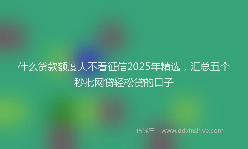什么贷款额度大不看征信2025年精选，汇总五个秒批网贷轻松贷的口子