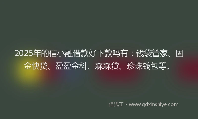 2025年的信小融借款好下款吗有：钱袋管家、固金快贷、盈盈金科、森森贷、珍珠钱包等。