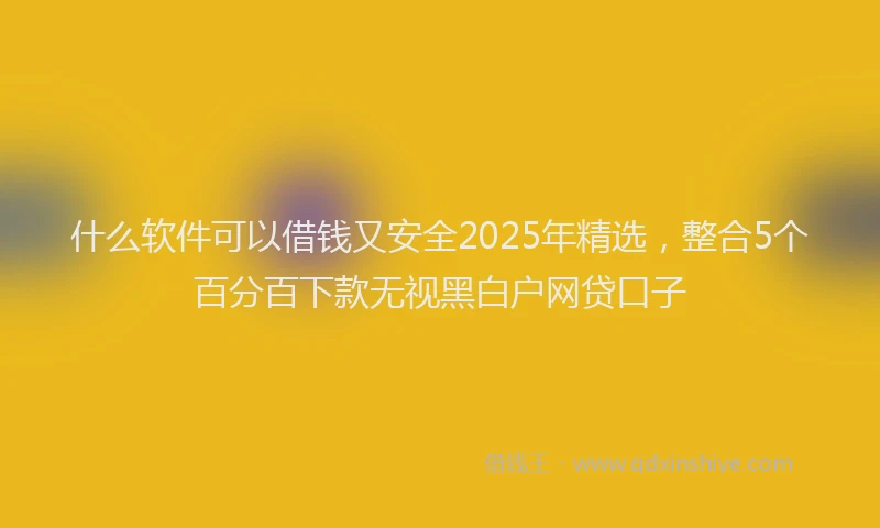 什么软件可以借钱又安全2025年精选，整合5个百分百下款无视黑白户网贷口子