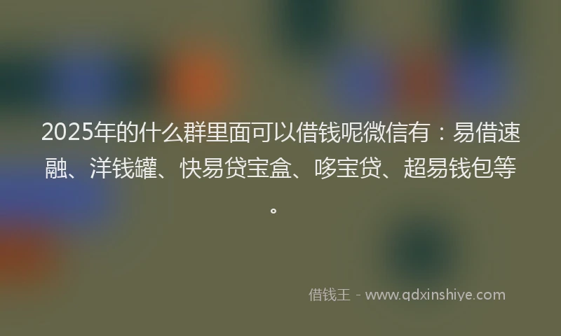2025年的什么群里面可以借钱呢微信有：易借速融、洋钱罐、快易贷宝盒、哆宝贷、超易钱包等。