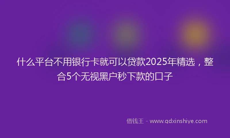 什么平台不用银行卡就可以贷款2025年精选，整合5个无视黑户秒下款的口子