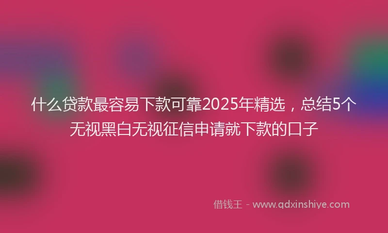 什么贷款最容易下款可靠2025年精选，总结5个无视黑白无视征信申请就下款的口子