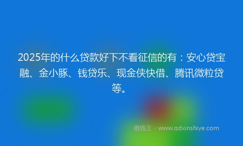 2025年的什么贷款好下不看征信的有：安心贷宝融、金小豚、钱贷乐、现金侠快借、腾讯微粒贷等。