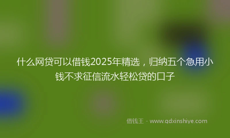 什么网贷可以借钱2025年精选，归纳五个急用小钱不求征信流水轻松贷的口子