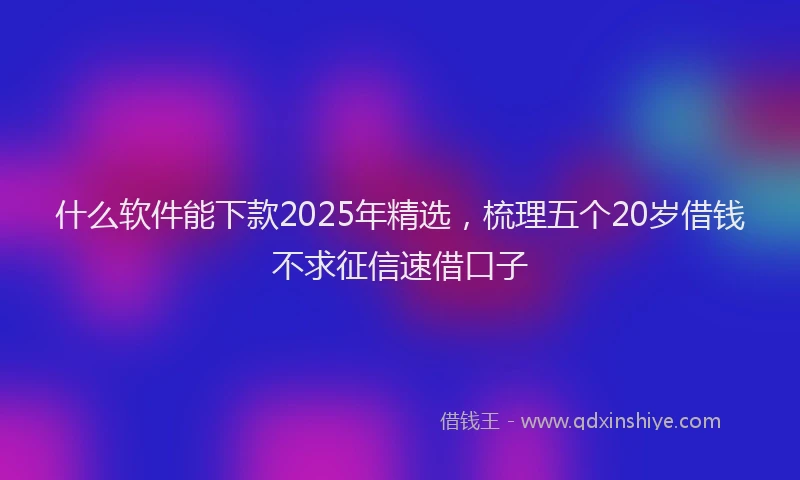 什么软件能下款2025年精选，梳理五个20岁借钱不求征信速借口子