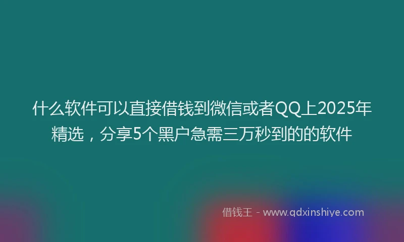 什么软件可以直接借钱到微信或者QQ上2025年精选,分享5个黑户急需三万秒到的的软件