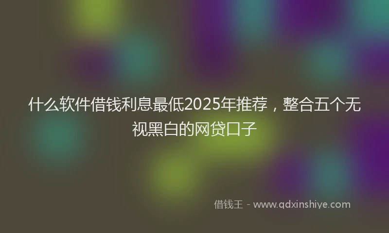 什么软件借钱利息最低2025年推荐，整合五个无视黑白的网贷口子