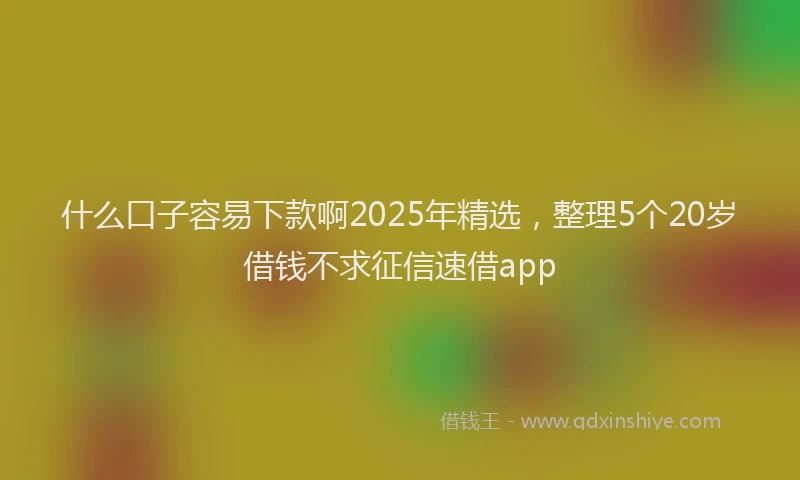 什么口子容易下款啊2025年精选，整理5个20岁借钱不求征信速借app