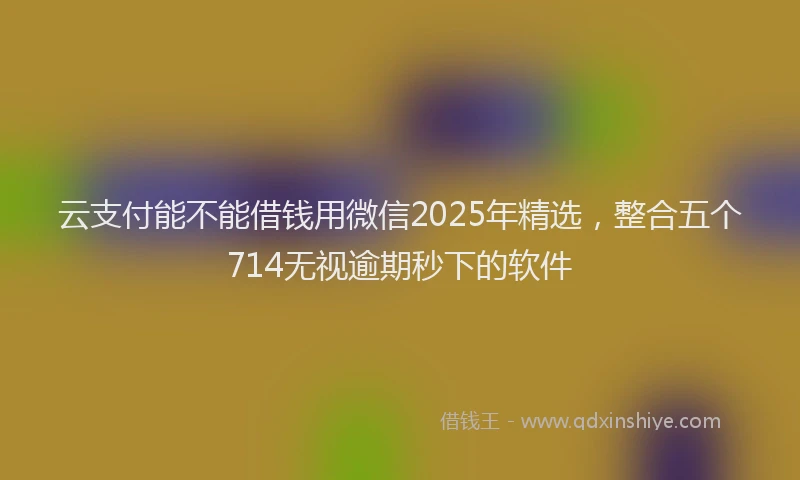 云支付能不能借钱用微信2025年精选，整合五个714无视逾期秒下的软件