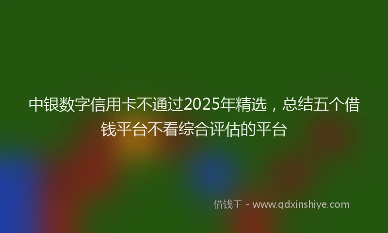 中银数字信用卡不通过2025年精选，总结五个借钱平台不看综合评估的平台
