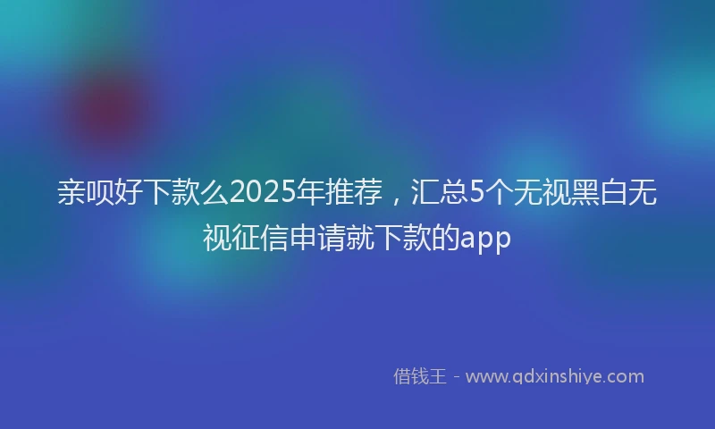 亲呗好下款么2025年推荐，汇总5个无视黑白无视征信申请就下款的app