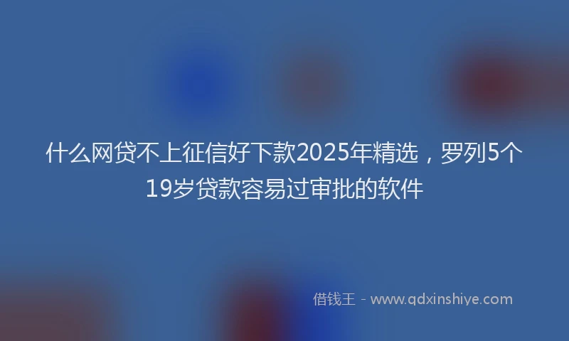 什么网贷不上征信好下款2025年精选，罗列5个19岁贷款容易过审批的软件