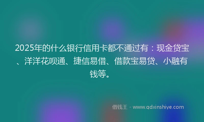 2025年的什么银行信用卡都不通过有:现金贷宝、洋洋花呗通、捷信易借、借款宝易贷、小融有钱等。