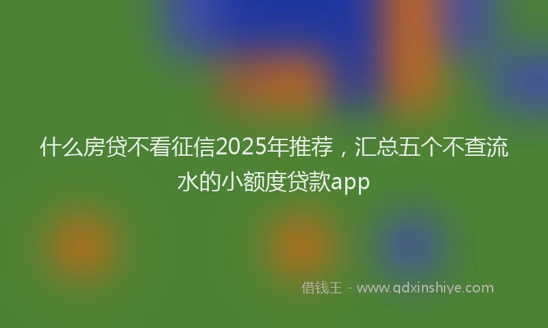 什么房贷不看征信2025年推荐，汇总五个不查流水的小额度贷款app