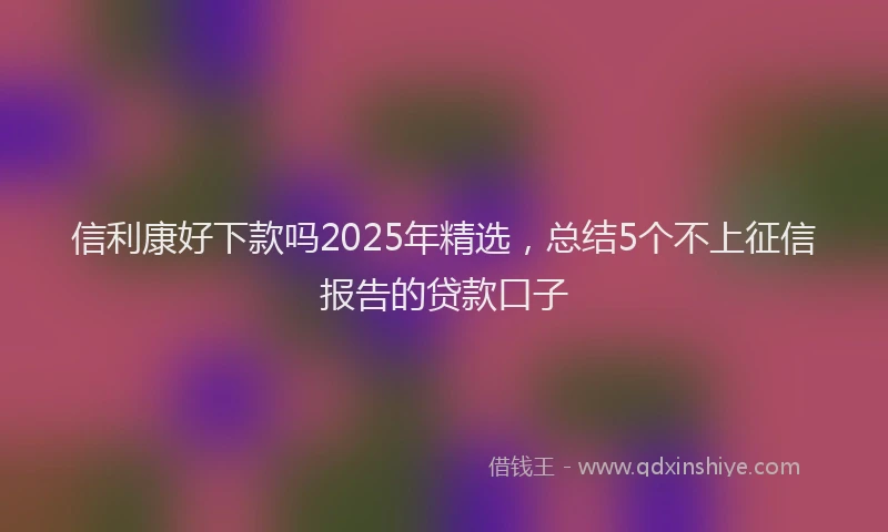 信利康好下款吗2025年精选，总结5个不上征信报告的贷款口子