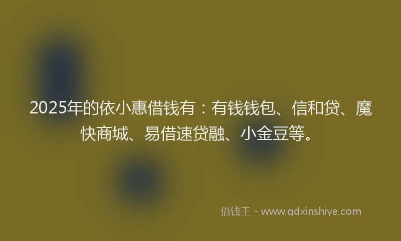 2025年的依小惠借钱有：有钱钱包、信和贷、魔快商城、易借速贷融、小金豆等。