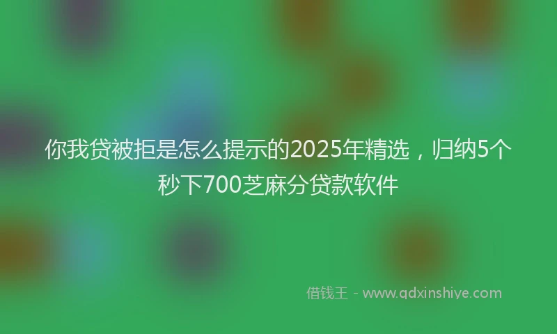 你我贷被拒是怎么提示的2025年精选，归纳5个秒下700芝麻分贷款软件